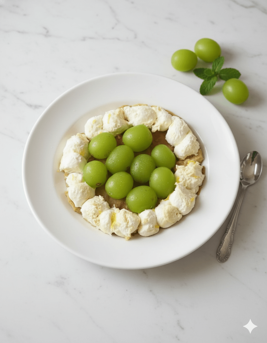 Pannekoek with green grapes and whip&nbsp;cream